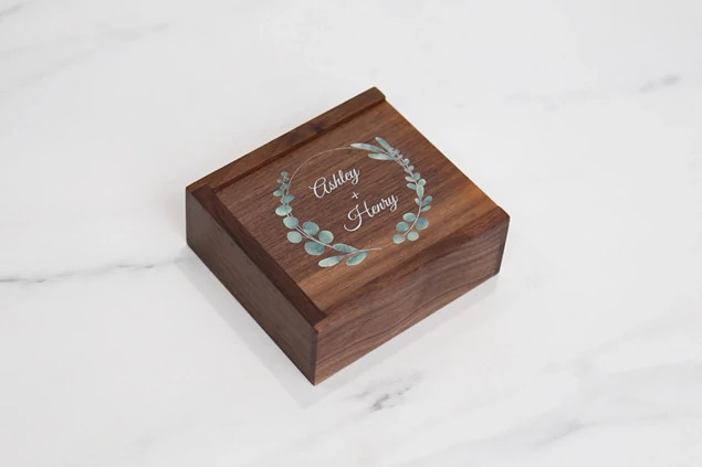 Full Color Printed Walnut Tyndell Wood Flash Drive USB Box