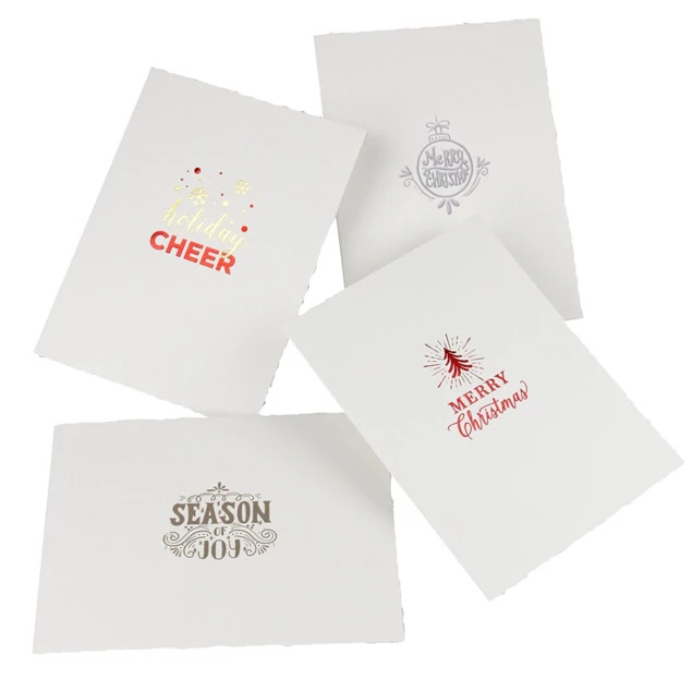 Tyndell Whitehouse Folder with holiday foil imprint showing event customization option on white folder