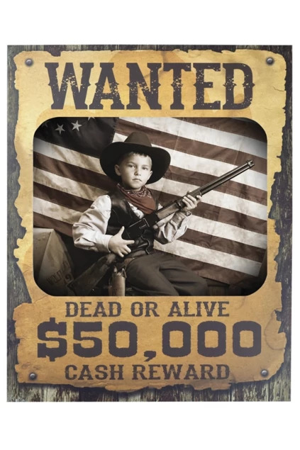 Tyndell Western Poster in Wanted Dead or Alive style horizontal orientation showing full color western poster mat