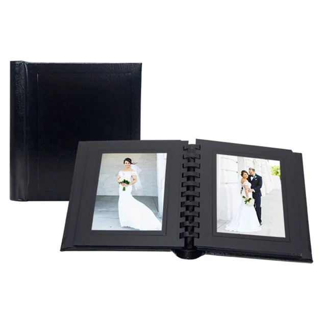 Parade Album in Black Black showing simulated leather cover with foil border in multiple sizes