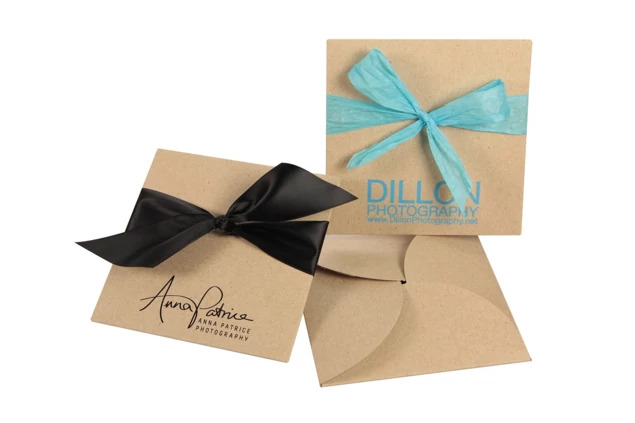 Kraft CD Petal holder closed with ribbon tied showing boutique packaging presentation